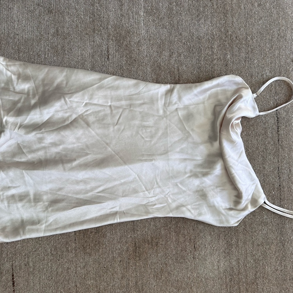 12th Tribe NWT Silk Slip Mini Dress Cowl Neck Cream